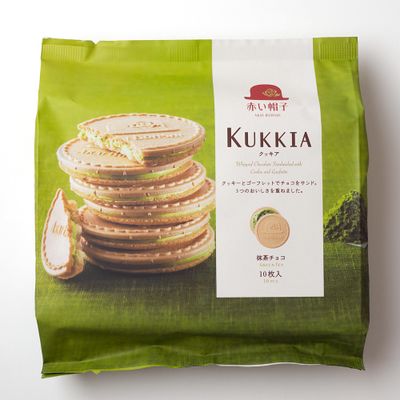 Kukkia Matcha(Green Tea) Chocolate- Whipped Green Tea Chocolate Cream Sandwiched with Wafer(Gaufrette) and Crispy Cookie 10ct/bag