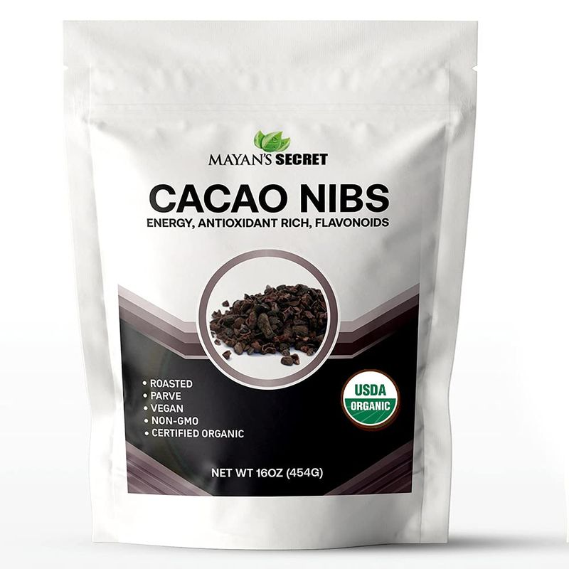 Mayans Secret = 1lbs USDA Certified Cacao Nibs Organic Cocoa Nibs Raw Organic Superfood, Gluten Free Pure Delicious Chocolate Essence