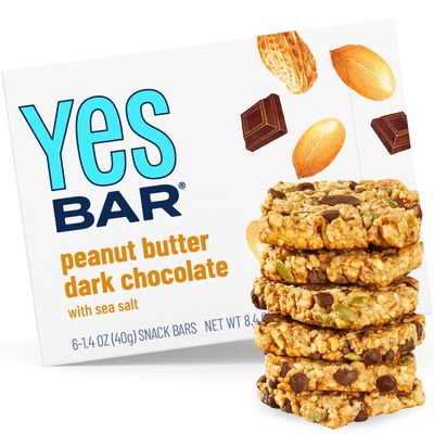 The YES Bar Peanut Butter Dark Chocolate - Plant Based Protein, Decadent Snack Bar - Vegan, Gluten Free, Dairy Free, Low Sugar, Healthy Snack, Breakfast, Low Carb, Keto Friendly (Pack of 6)