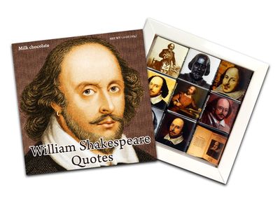 WILLIAM SHAKESPEARE QUOTES Chocolate Gift Set - 1 box, 5x5 inches - (Shakespeare Prime)