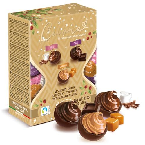 Witor&#39;s Chocolate Boxes, Cuore Chocolate Truffles with Creamy Filling, Italian Truffles, Made in Italy, Perfect for Gifting (13.05 Ounce, Assorted Truffles Holiday Box)