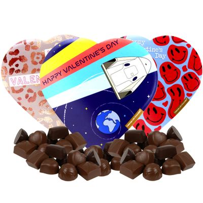 Valentines Day Candy Teenager Style Heart Shaped Boxes Bundle, 3 Chocolate Truffle Assortments, Valentine Gifts for Girls, 3 Pack, 2 Ounces, Styles May Vary