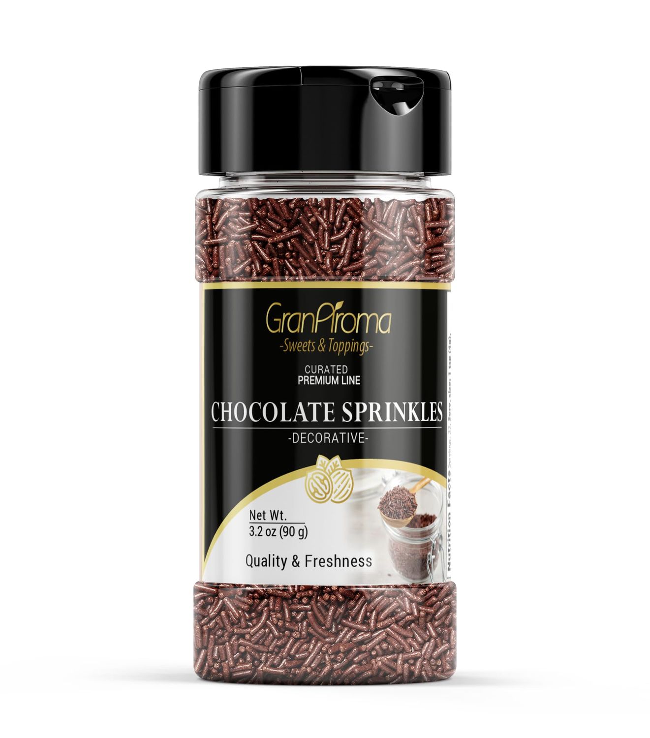 GranAroma Chocolate Sprinkles, 3.2 oz, Decorative, Cakes &amp; Cupcakes