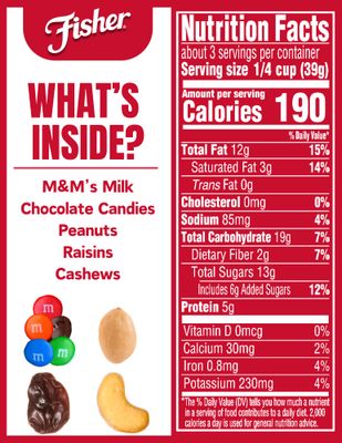 Fisher Snack Summit Trail Mix, 4 Ounces (Pack of 6), Peanuts, Milk Chocolate Candies, Raisins, Cashews, Resealable Pouches