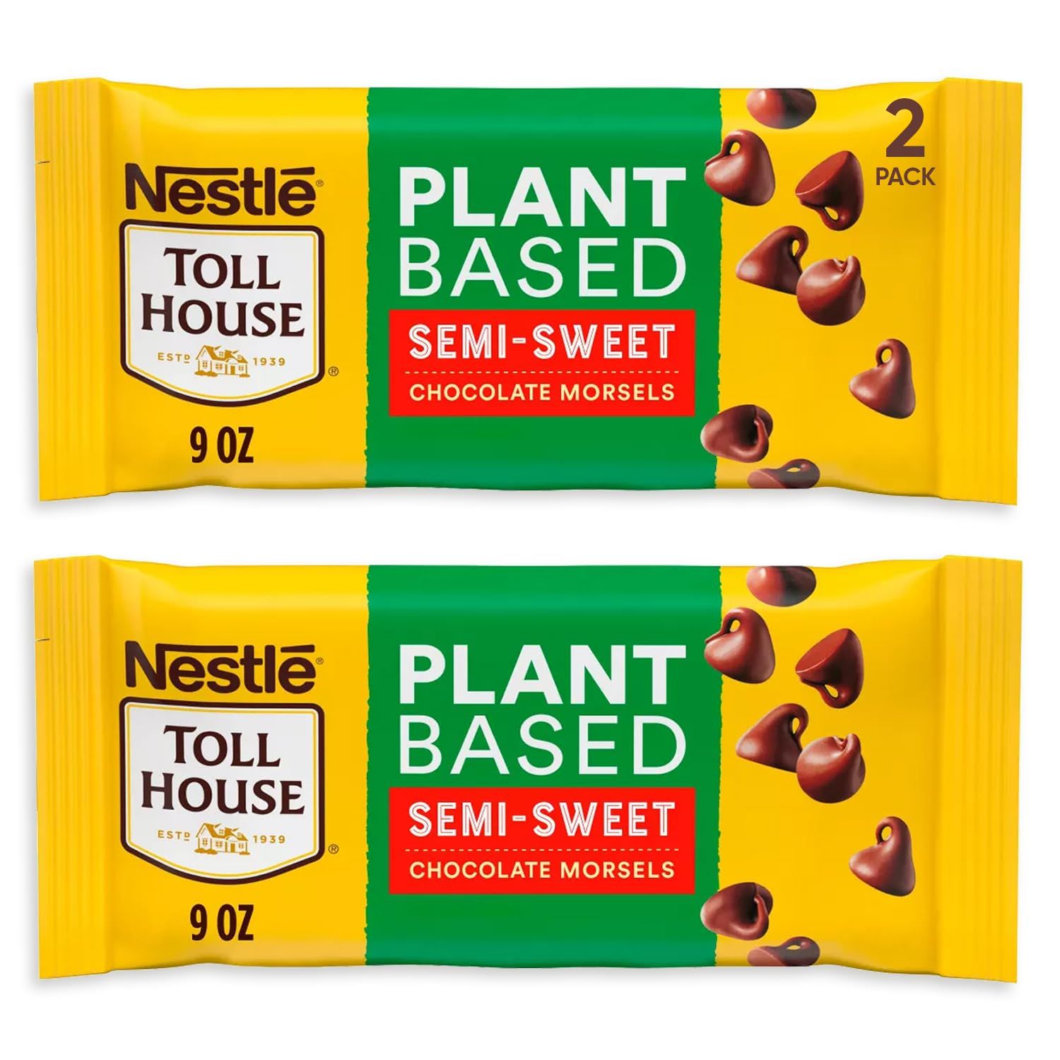Plant Based Semi-Sweet Chocolate Morsels 9oz 2 Packs - Smooth &amp; Deliciously Rich Chocolate Chips for Baking or Snacking - Perfect Semi Sweet Chocolate Chips for Cooking &amp; Baking