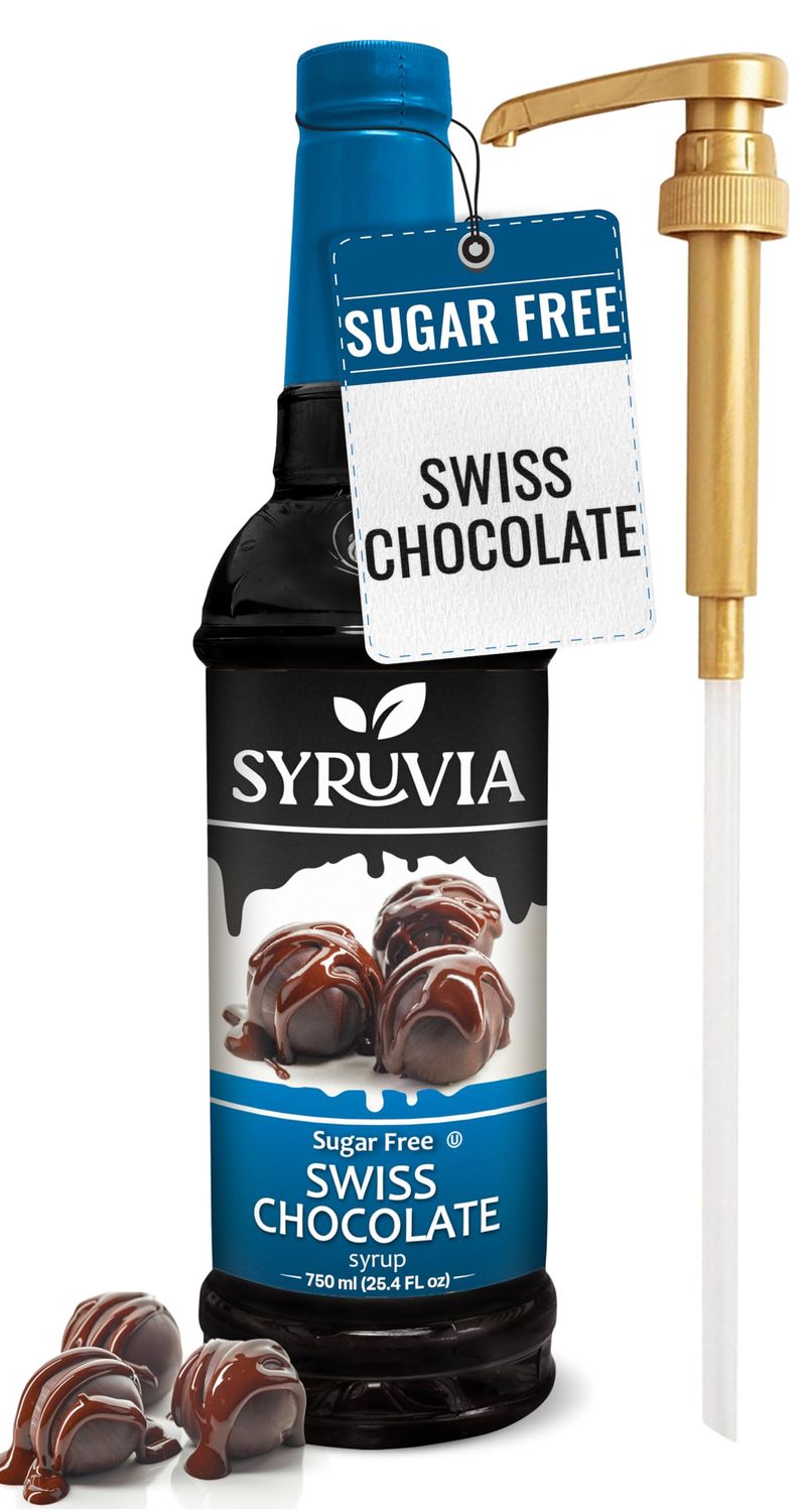 Syruvia Sugar-Free Swiss Chocolate Coffee Syrup - 25.4 fl oz With Pump