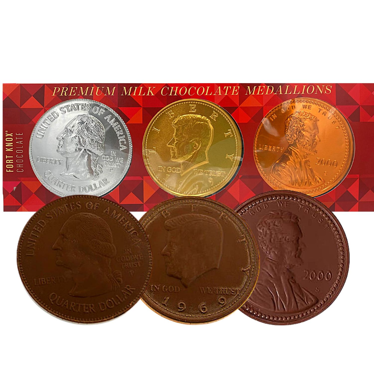 Jumbo Milk Chocolate Coins Wrapped in Foil, Half Dollar Extra Large Novelty Candy for Stocking Stuffers, Faux Coin Chocolates Gift Set, 6.1 Ounces