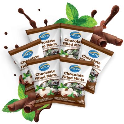 Arcor Chocolate Filled Mints - Sweet, Delicious &amp; Individually Wrapped Hard Candy from South America, Perfect for Parties, Events, and Everyday Treats - 5oz Bags (Pack of 6)