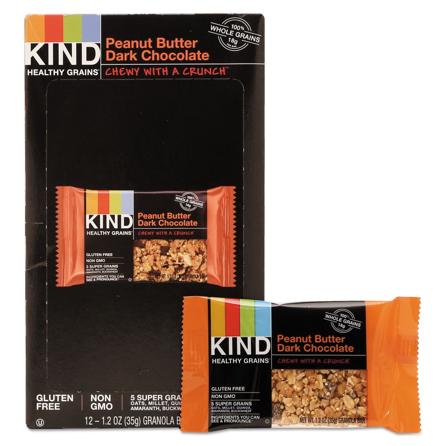 KIND Healthy Grains Bar, Peanut Butter Dark Chocolate, 1.2 Oz, 12/box