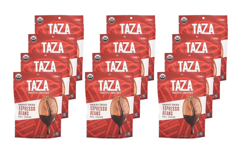 Taza Chocolate Organic Chocolate Covered Espresso Beans, 55% Dark Chocolate, 3.5 Ounce (12 Count), Vegan