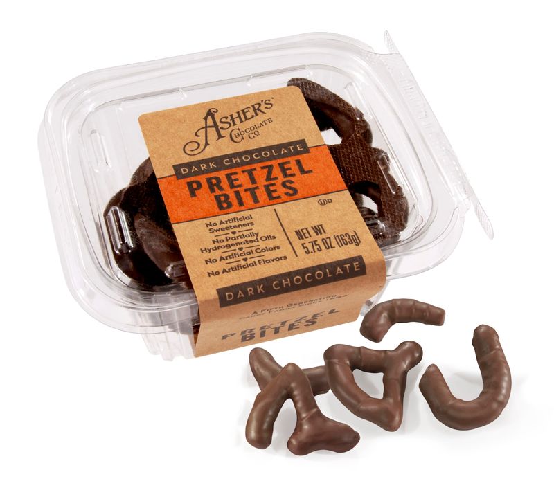Asher's Chocolates, Chocolate Covered Pretzel Bites, Gourmet Sweet and Salty Candy, Small Batches of Kosher Chocolate, Family Owned Since 1892, (5.57oz, Dark Chocolate)
