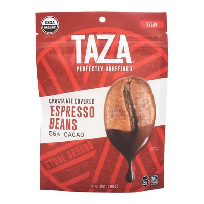 Taza Chocolate Organic Chocolate Covered Espresso Beans, 55% Dark Chocolate, 3.5 Ounce (12 Count), Vegan