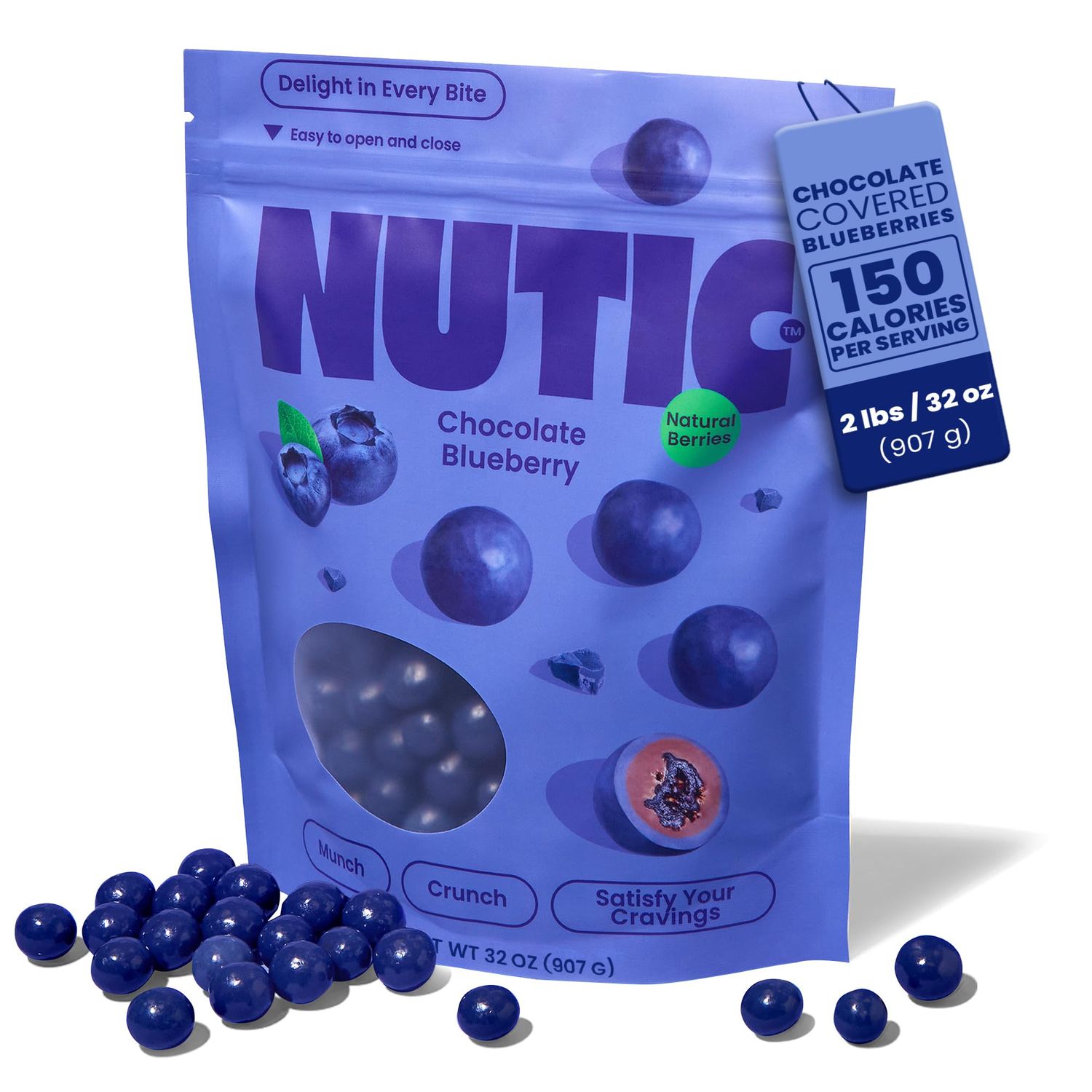 Nutic Milk Chocolate Covered Blueberries - 2Lb, Premium Chocolate Candy, Delight, Perfect for Holiday Gifts &amp; Food Baskets, Made in USA - (Pack of 1)