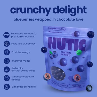 Nutic Milk Chocolate Covered Blueberries - 2Lb, Premium Chocolate Candy, Delight, Perfect for Holiday Gifts &amp; Food Baskets, Made in USA - (Pack of 1)