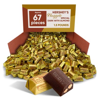 Nuggets Special Dark Chocolate With Almond - 1.5 Pounds Approx 67 Pieces - Bulk Candy Individually Wrapped Dark Chocolate Nuggets Bar - Snacks For Adults &amp; Kids