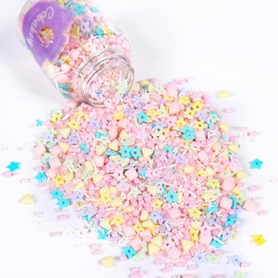 Pastel Sprinkles for Cake Decorating, 4.2oz Edible Sprinkles Mix Pearl Sugar for Cupcake Topper, Cookie, Chocolate Cake Decorations For Baking Party (star,sanding sugar,multishape)