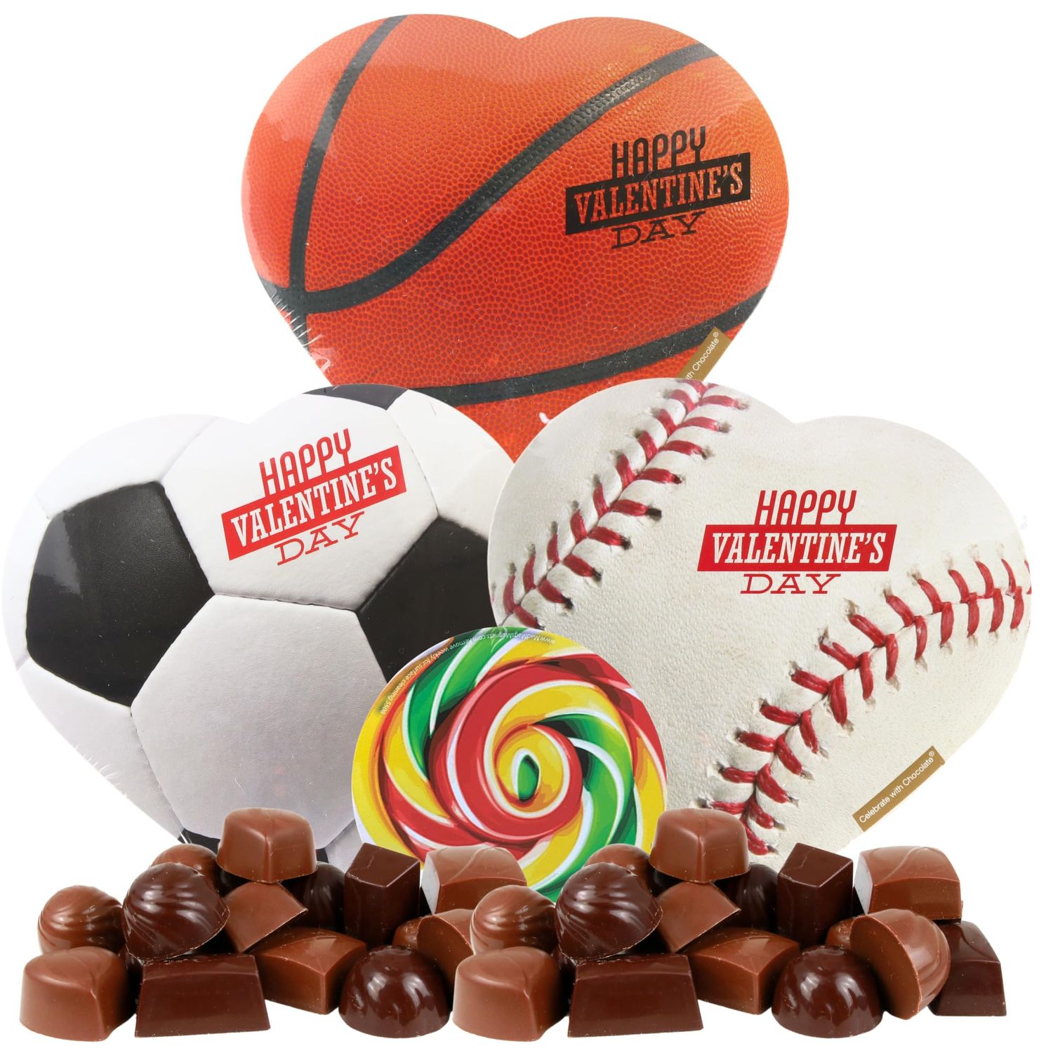 Sports Hearts Chocolate Gift Boxes, Valentine's Day Gift for Teenage Boys, 2 Ounces (Pack of 3)