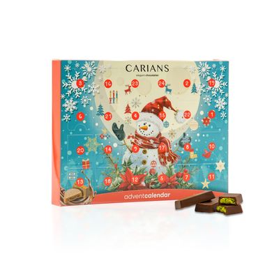 CARIANS Advent Calendar, Chocolate Gift Box, Box of Candy, 24 Piece Milk Chocolate with Hazelnut, Assortment with Almonds, Caramel, Pistachio and Mousse, Large Size