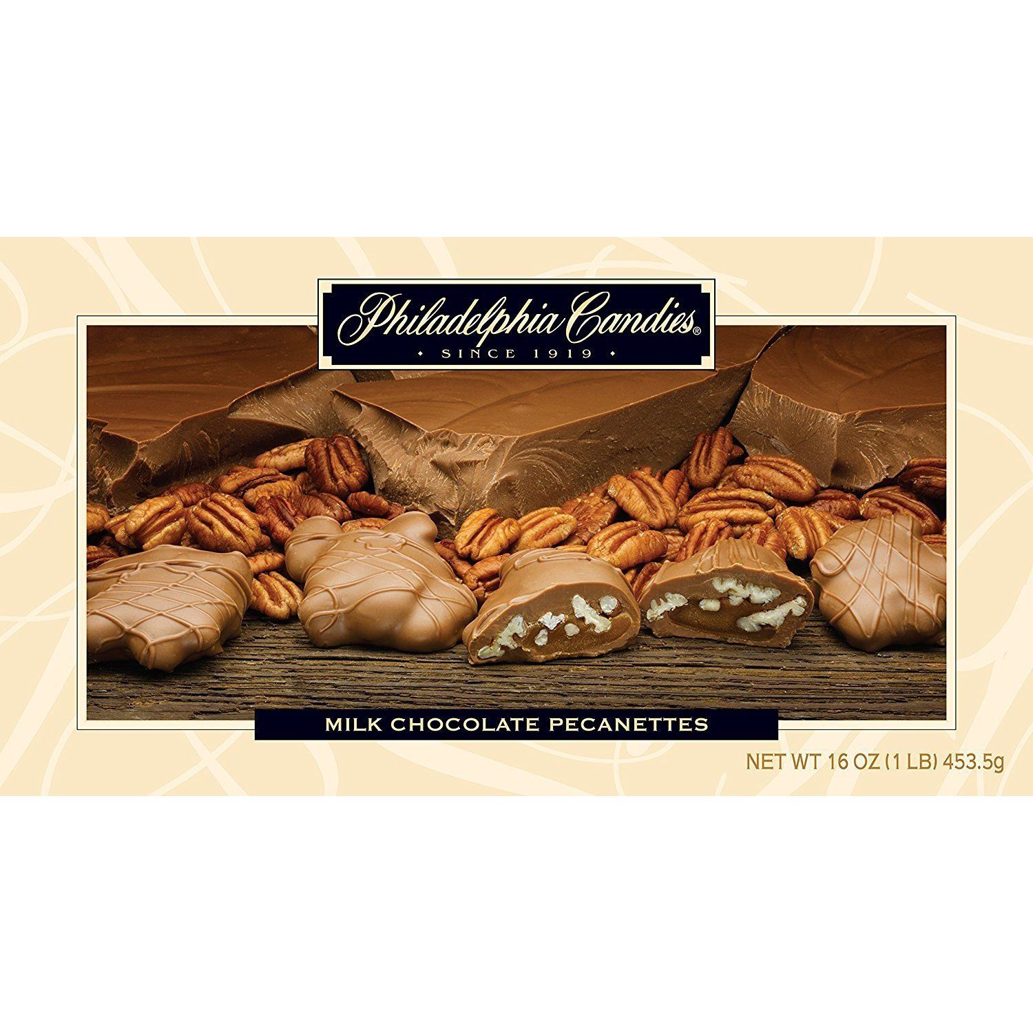 Philadelphia Candies Original Pecanettes (Caramel Pecan Turtles), Milk Chocolate 1 Pound Gift Box