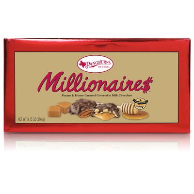 Pangburn&#39;s Millionaires Candy Box 9.75 Ounce Pangburn&#39;s Millionaires Candy Box 9.75 Ounce; Buttery Pecans, Creamy Caramel, Honey, and Mouthwatering Milk Chocolate; Texas Born, and Loved by All
