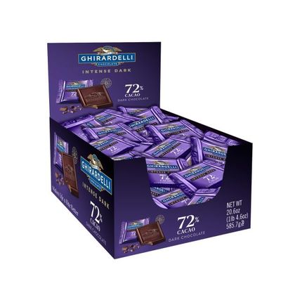 Ghirardelli 72% Cacao Dark Chocolate Intense Dark Squares Caddy - Contains 55 Ghirardelli 72% Cacao Dark Chocolate Squares