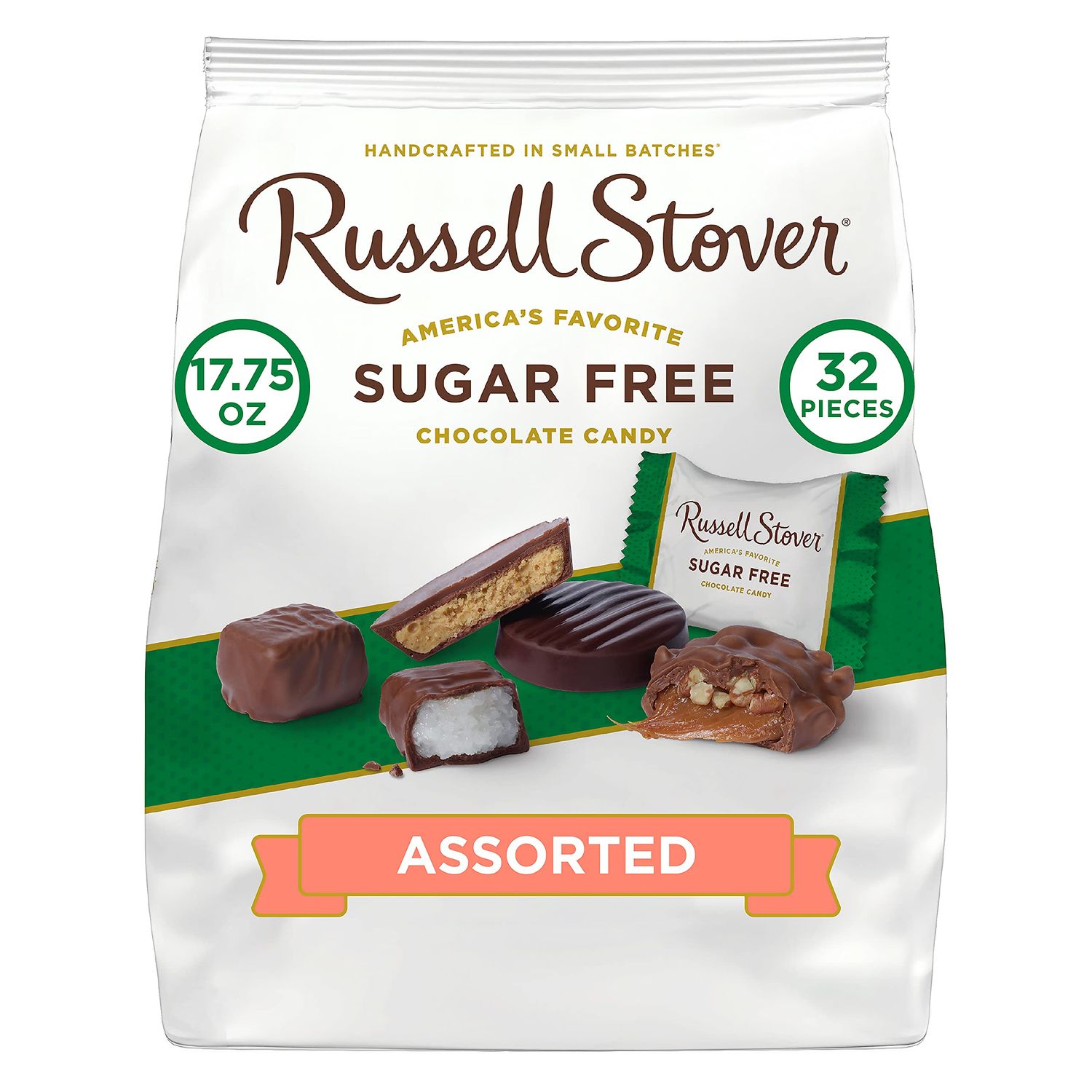 Russell Stover Sugar Free Assortment Variety Pack, 1.1 Pound Bag (Pack of 4)