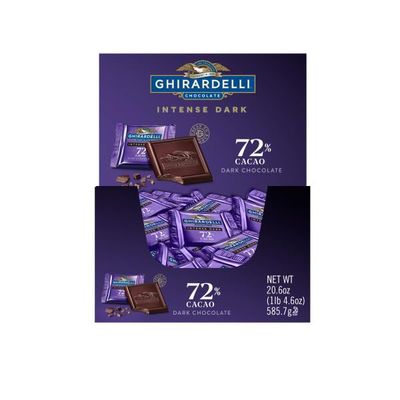 Ghirardelli 72% Cacao Dark Chocolate Intense Dark Squares Caddy - Contains 55 Ghirardelli 72% Cacao Dark Chocolate Squares
