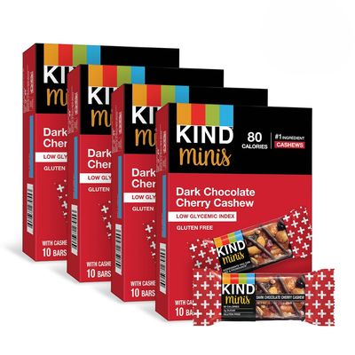 KIND Minis Healthy Snack Bar, Dark Chocolate Cherry Cashew, Low Glycemic Index, Gluten Free Bars, 0.7 OZ, (80 Count)