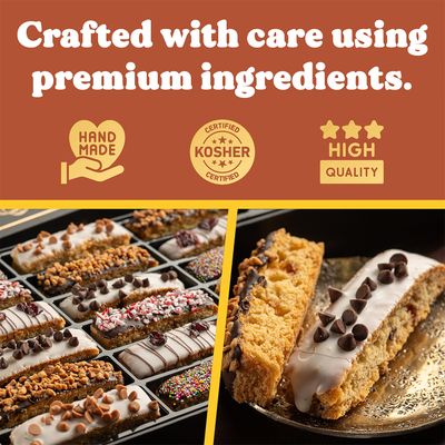 Holiday Christmas Gift Basket - Gourmet Chocolate Biscotti with Assorted Toppings - Food Gift Box for Christmas, Family, Birthday, Men &amp; Women