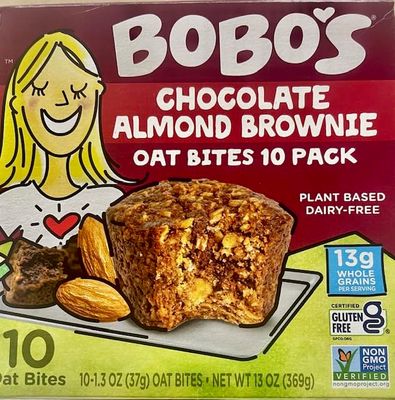 Bobo&#39;s Chocolate Almond Brownie Oat Bites, Gluten Free, Non GMO, 6.5 Ounces (Pack Of 10)