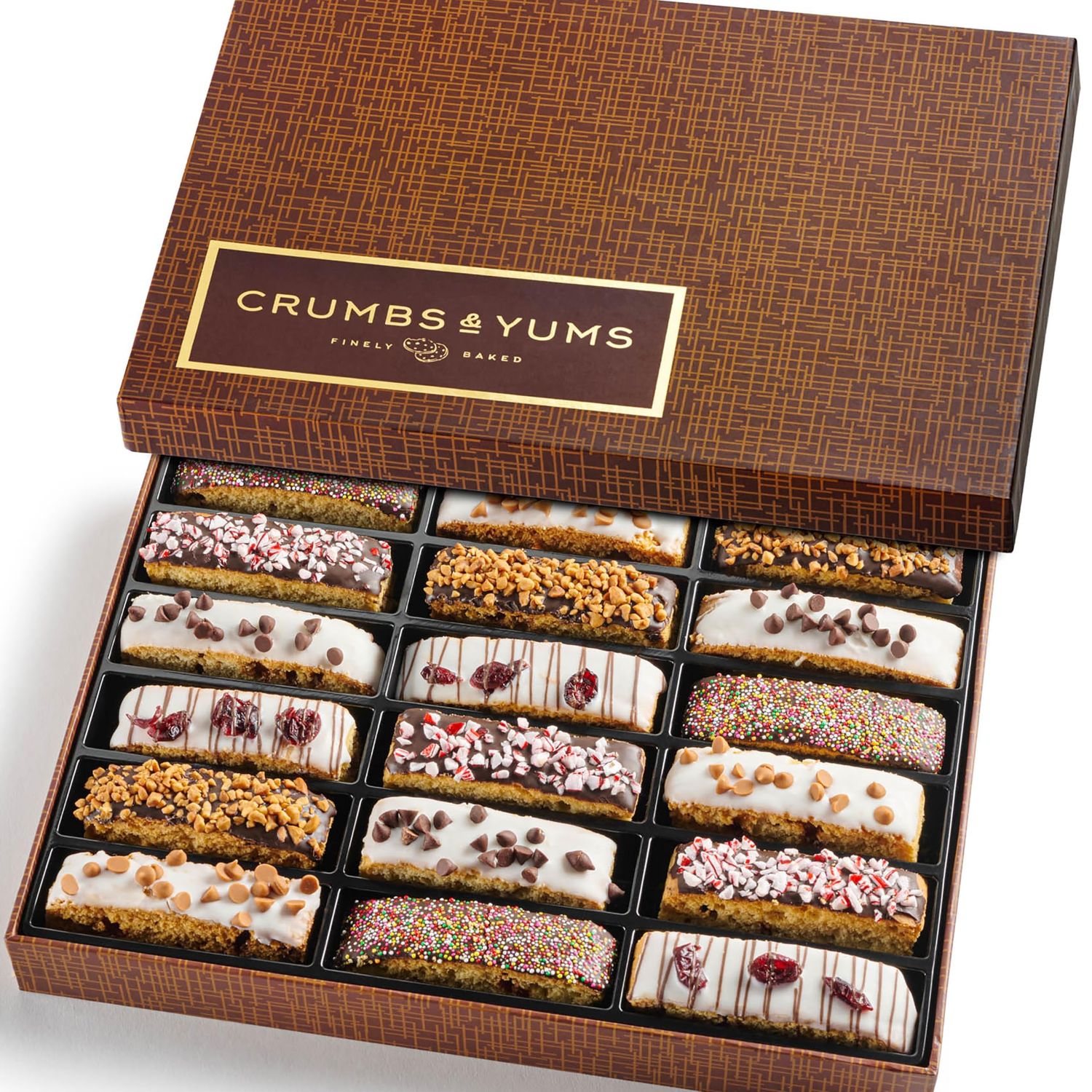 Holiday Christmas Gift Basket - Gourmet Chocolate Biscotti with Assorted Toppings - Food Gift Box for Christmas, Family, Birthday, Men &amp; Women