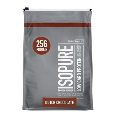 Isopure Protein Powder, Low Carb Whey Isolate, Gluten Free, Lactose Free, 25g Protein, Keto Friendly, Dutch Chocolate, 103 Servings, 7.5 Pound (Packaging May Vary)