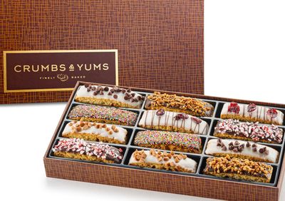 Holiday Christmas Gift Basket - Gourmet Chocolate Biscotti with Assorted Toppings - Food Gift Box for Christmas, Family, Birthday, Men &amp; Women