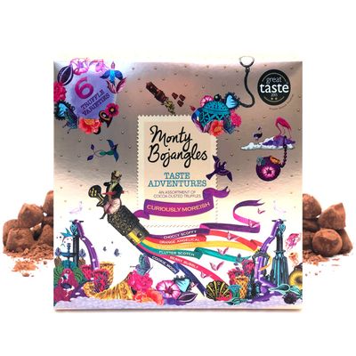 Monty Bojangles Taste Adventures Truffle Gift Box | 6 Flavour Assortment of Chocolate Cocoa Dusted Truffles for Sharing, 11.11oz