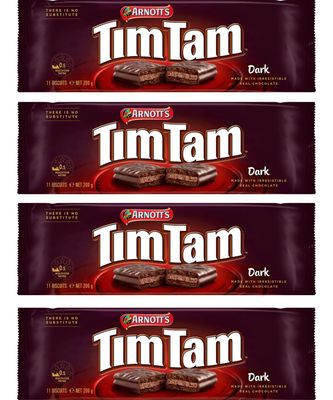 Tim Tam Dark Chocolate Biscuits 200g - 4 Pack - Made in Australia
