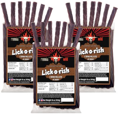 Chocolate Flavored Licorice Twists | Lick-o-Rish, 3 Pounds Total of Chocolate Licorice Candy (Set of 3 bags, 1 pound each)