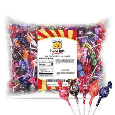 Tootsie Pop Minis Lollipops 18 Flavors Hard Candy Outside with Chewy Chocolate Center (5 Pound)