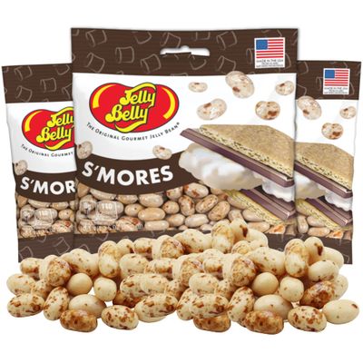S&#39;mores Jelly Bean Grab and Go Snack Bags, Bite Size Chewy Candies, Marshmallow Chocolate and Graham Cracker Flavored Candy, Pack of 3