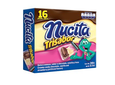 Nucita Trisabor Box | Creamy Candy for Children | Chocolate, Vanilla &amp; Strawberry Flavors | 8.5 Ounce (Pack of 1)