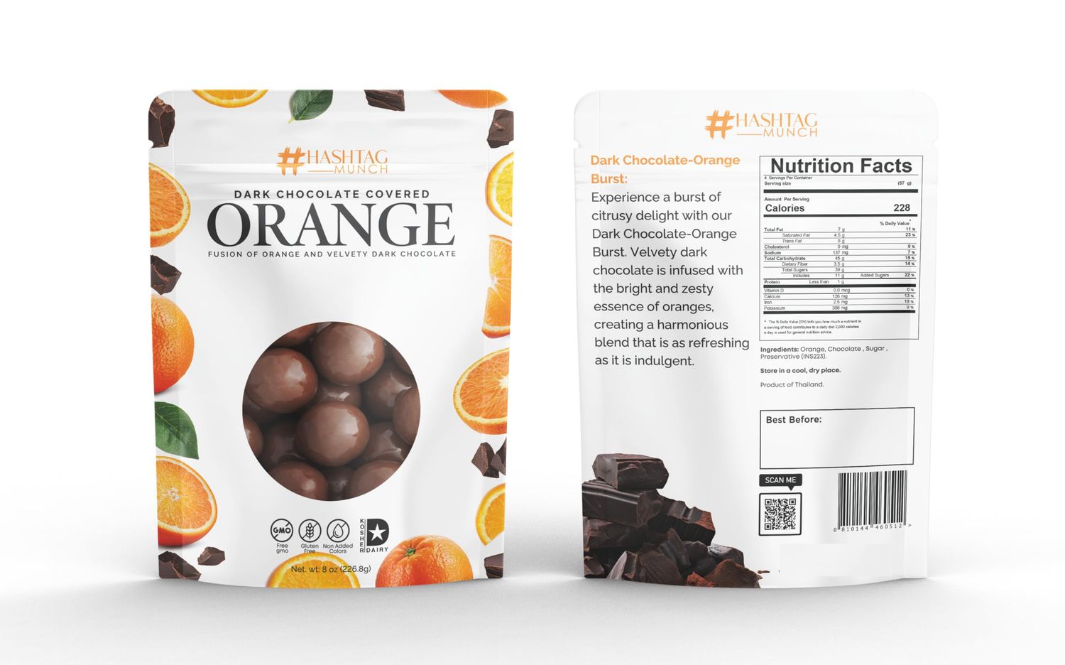 Premium Dark Chocolate Covered Ripe Juicy Wild Oranrge Candy Balls 8-Oz Bag Healthy Sweet Snack Made With Real Natural Fruit, Simple Ingredients No Added Colors, Gluten Free, Non- GMO &amp; Kosher