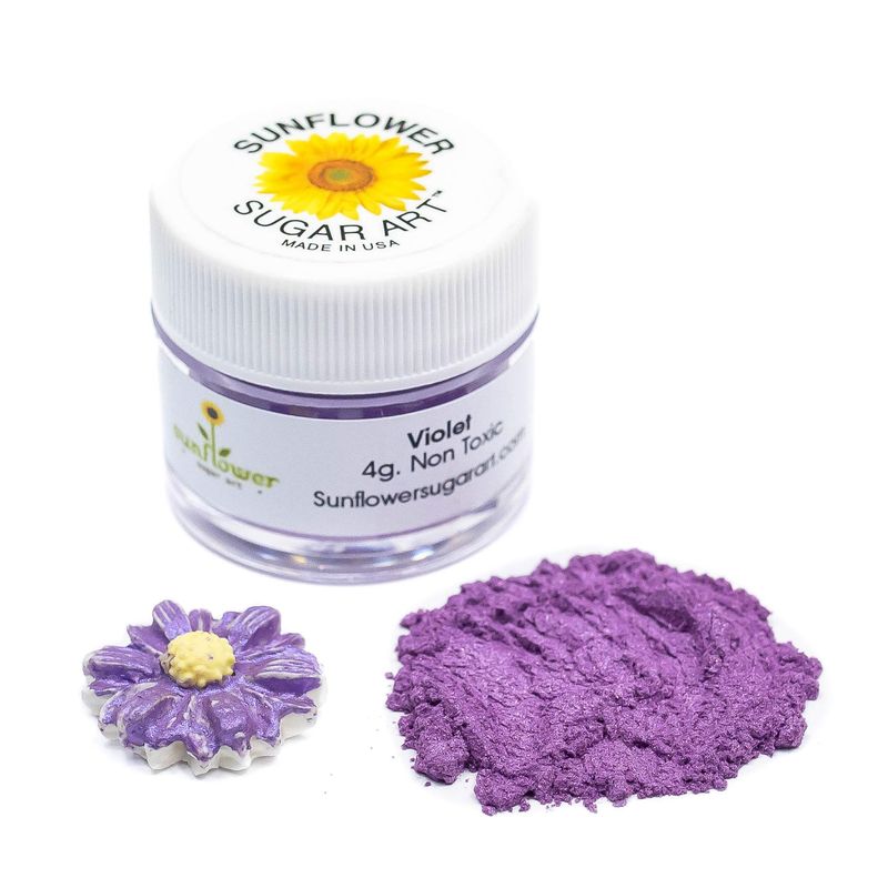 Sunflower Sugar Art Violet Purple Luster Dust Food Coloring - Purple Shimmer Cake Dust Metallic Powder for Cake Decoration, Chocolates, Fondant, Drinks - 4 Grams Vegan Cake Accessories