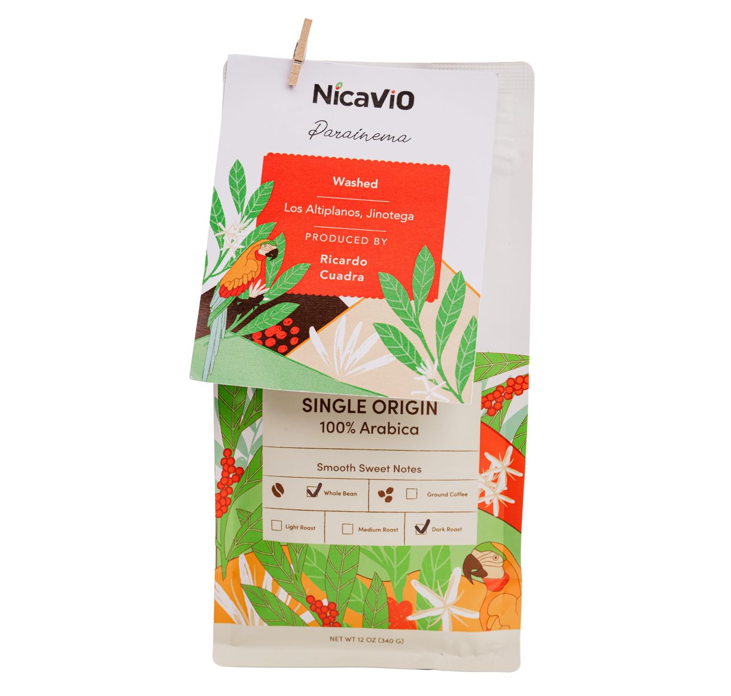 Single Origin Dark Roast Whole Bean Coffee, 100% Arabica, Rich Chocolate &amp; Almond Notes - 12oz Bag