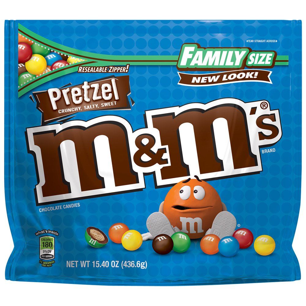 M&amp;M&#39;S Pretzel Chocolate Candy Family Size, 15.4 Ounce