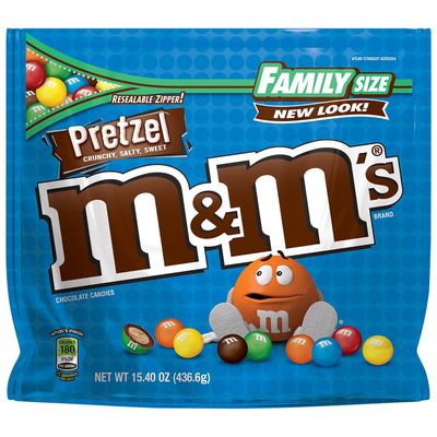 M&amp;M&#39;S Pretzel Chocolate Candy Family Size, 15.4 Ounce