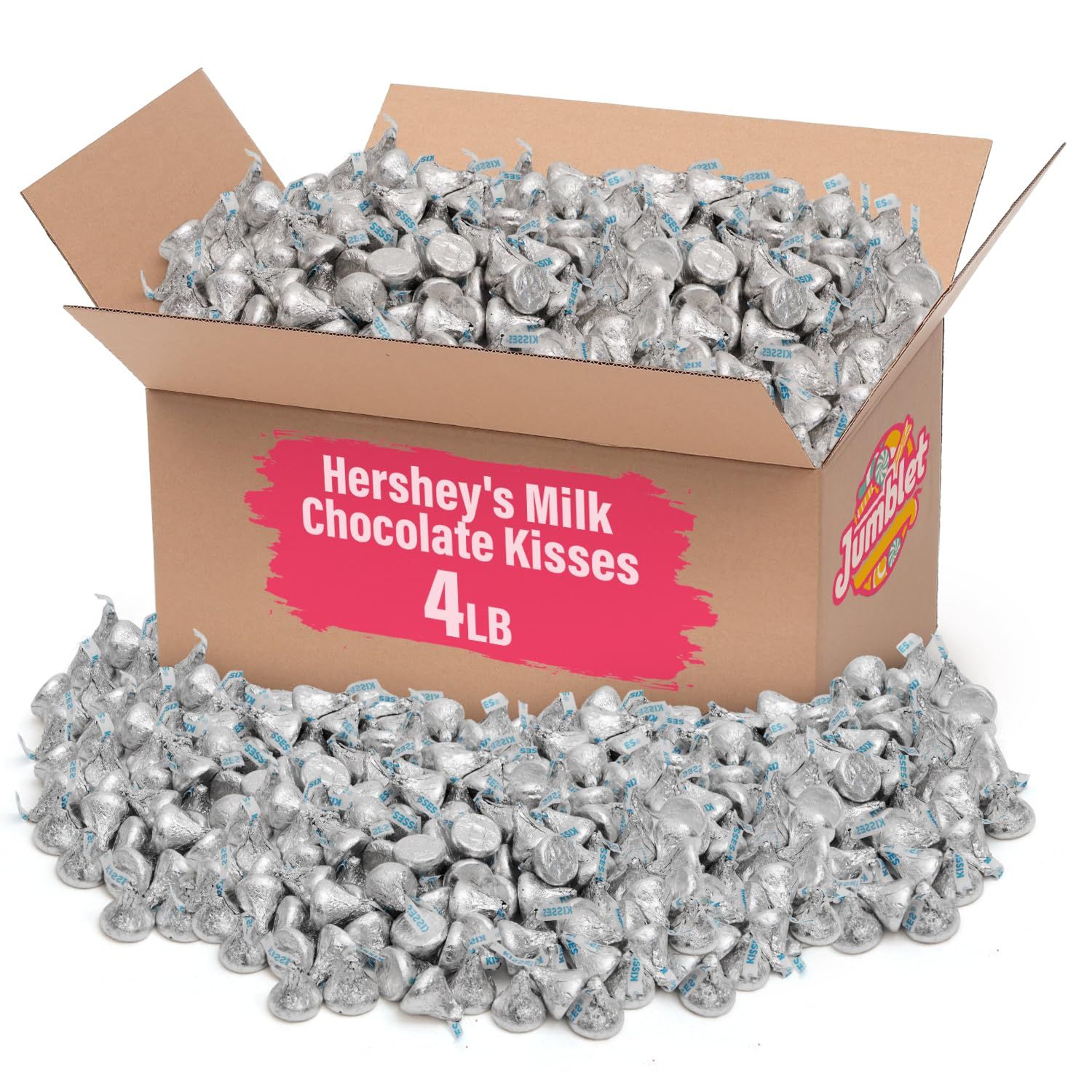 Milk Chocolate Kisses, Hershey Kisses Bulk for Parties and Candy Buffets, Delicious Hersheys Kisses in Bulk, Perfect Milk Chocolate Candy for Holiday Celebrations and Everyday Sweet Treats (4 Lb)