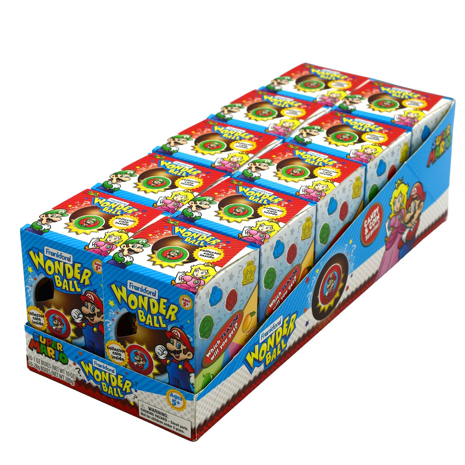 Super Mario Wonder Ball Milk Chocolate with surprise collectible coin, 10 Pack for Kids Teens Adults Boys Girls Men Women of all ages, Birthday Party Favor &amp; Gift, by Frankford Candy
