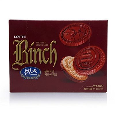 Binch Lotte Cookies 204g (Box of 2) - Delicious Chocolate Biscuits with Rich Creamy Filling.