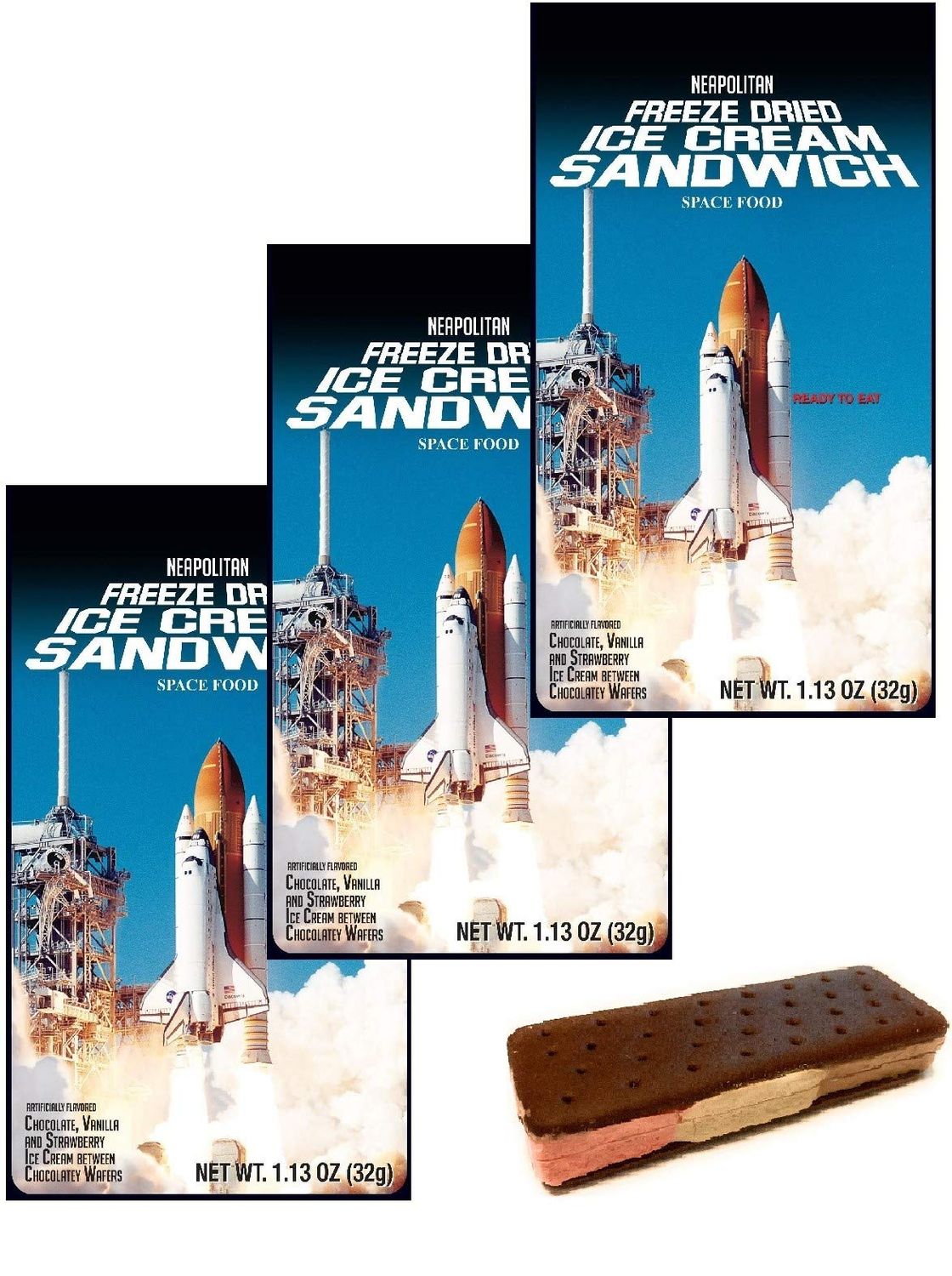 LuvyDuvy - Freeze-Dried Ice Cream - Neapolitan Sandwich (Chocolate-Vanilla-Strawberry) - 3 Pack