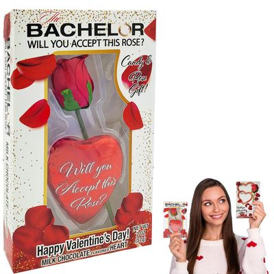 Fruidles Valentine's Day Bachelor Heart-Shaped Chocolate and Rose Duo, Will You Accept This Rose (2-Pack)