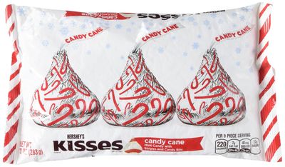 Hershey&#39;s Kisses with Candy Cane Flavored White Chocolate Candy, 10-Ounce Bag